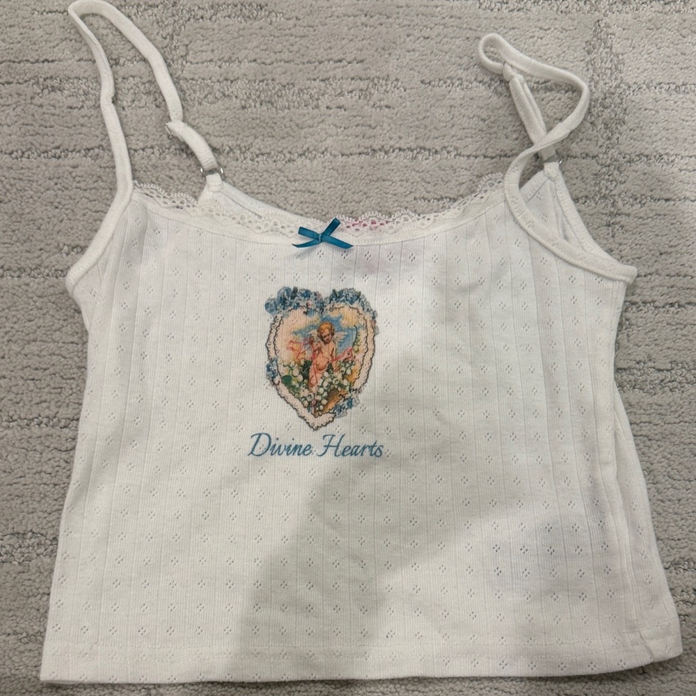 Edikted White Top with Angel Graphic